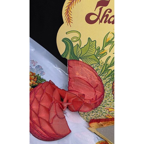 Retro Vintage Happy Thanksgiving Honey Comb Die Cut Scan Party 1988 - Picture 10 of 12